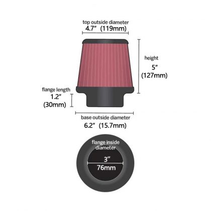 Esquemática do filtro de ar K&N vendido pela Anti-Impacto.